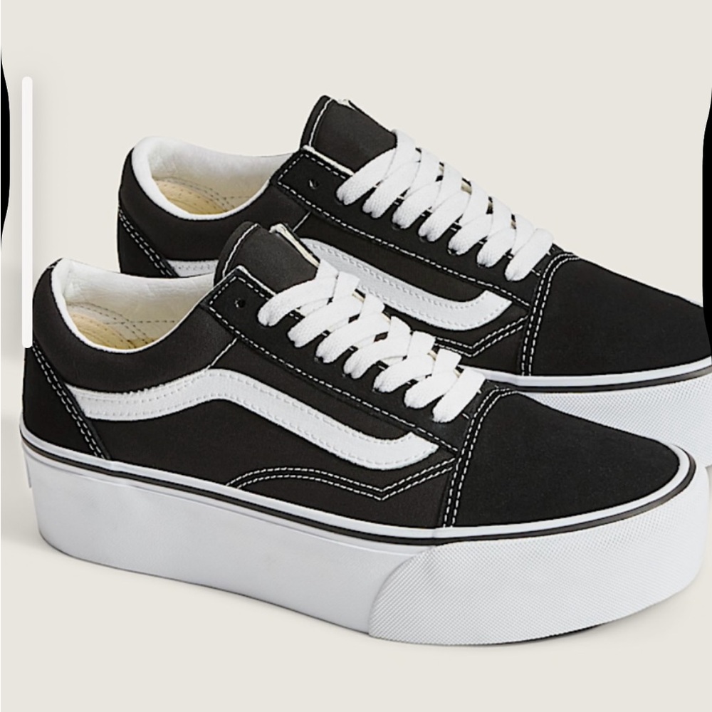 Vans Women's Black and White Platform Sneakers